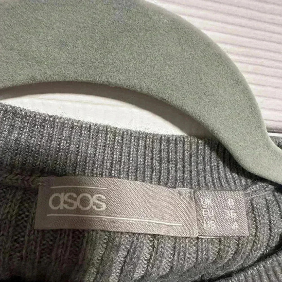 ASOS Women’s Gray Ribbed Knit Sweater, Size 4 Small, Capsule Wardrobe, Classic - Picture 3 of 4